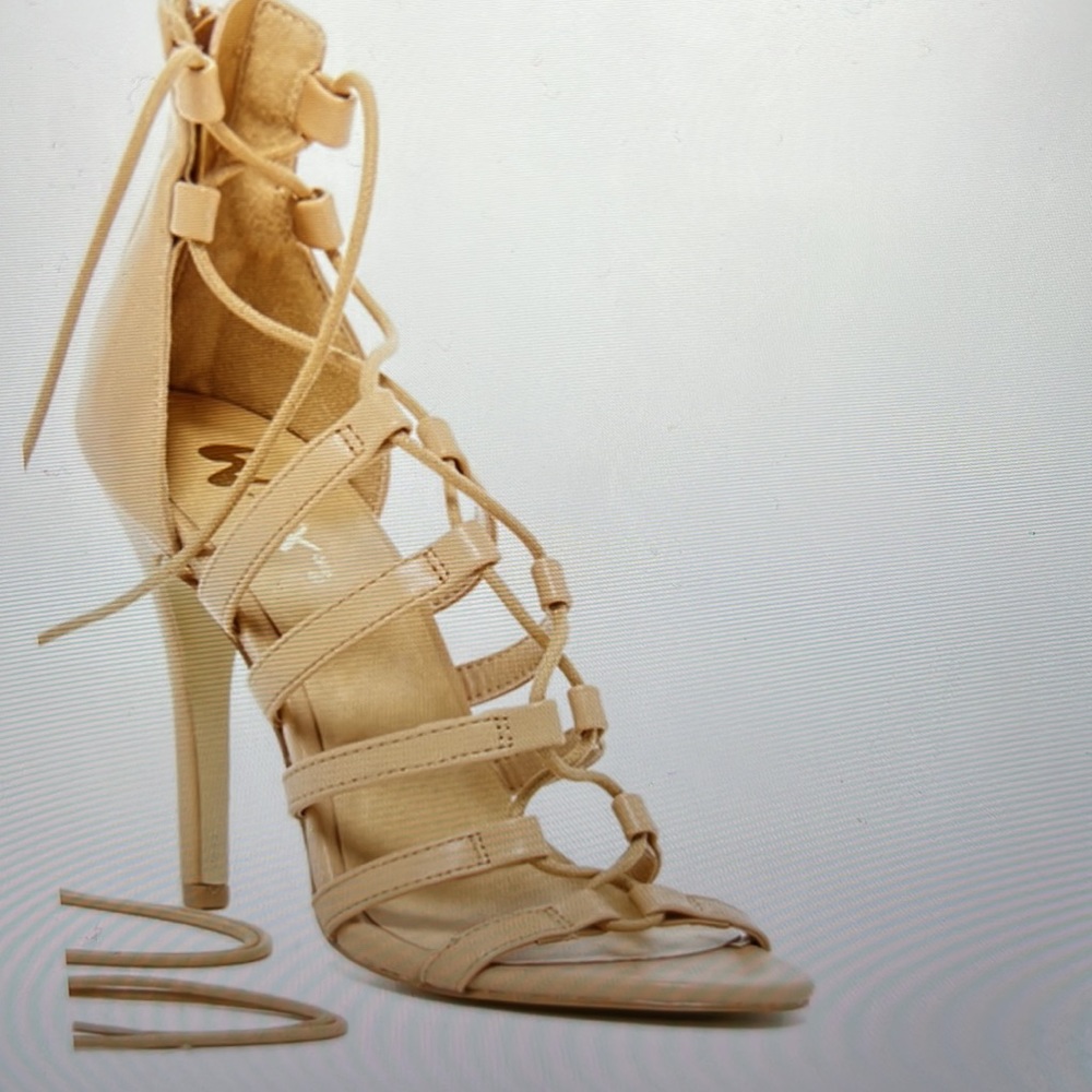 Mixx Shuz Nude Lace Up Heels